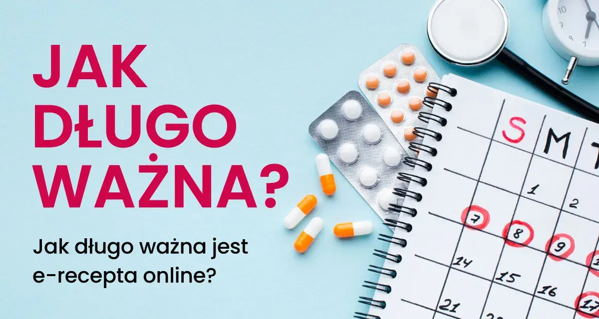 Stetoskop, budzik, kalendarz z zaznaczonymi dniami, opakowania leków i kapsułki.