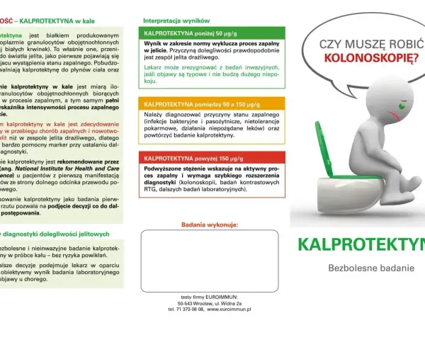 Badanie kalprotektyny w kale: bezbolesny marker stanu zapalnego jelit, pomocny w diagnostyce i unikaniu kolonoskopii.