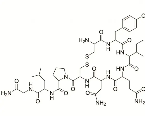 Struktura chemiczna oksytocyny.