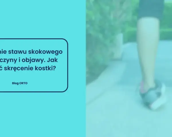 Nogi w butach sportowych na ścieżce, z tekstem o skręceniu kostki.