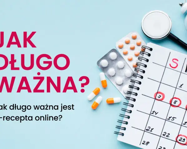 Stetoskop, budzik, kalendarz z zaznaczonymi dniami, opakowania leków i kapsułki.
